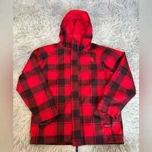 The North Face Boys Black Red Buffalo Plaid Full ZIp‎ 3-in-1 Triclimate Coat Med